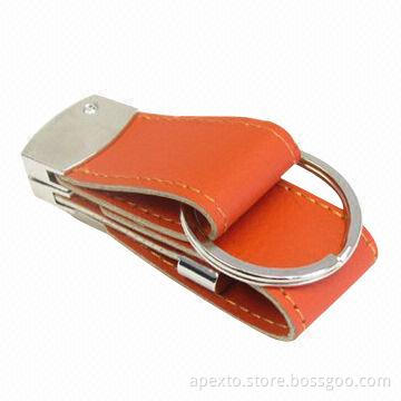 Leather USB Flash Drive with 32GB Memory Capacity, Available in Hot Stamping Logos